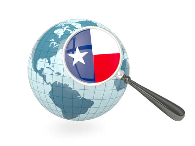 Magnified flag with blue globe. Download flag icon of Texas