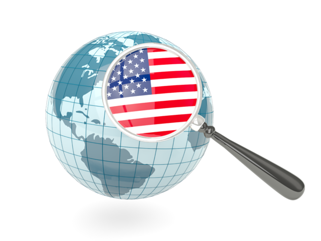 Magnified flag with blue globe. Download flag icon of United States of America at PNG format