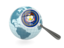 Flag of state of Utah. Magnified flag with blue globe. Download icon
