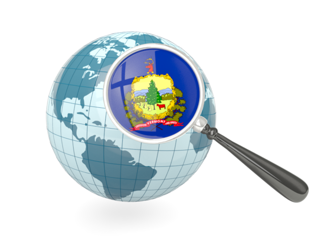 Magnified flag with blue globe. Download flag icon of Vermont