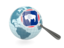 Flag of state of Wyoming. Magnified flag with blue globe. Download icon