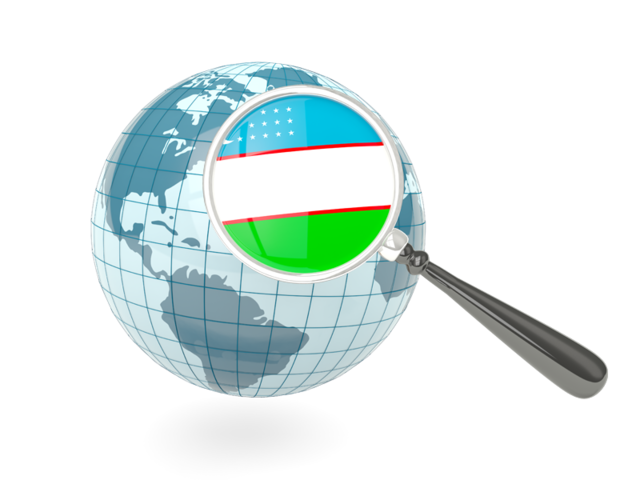 Magnified flag with blue globe. Download flag icon of Uzbekistan at PNG format