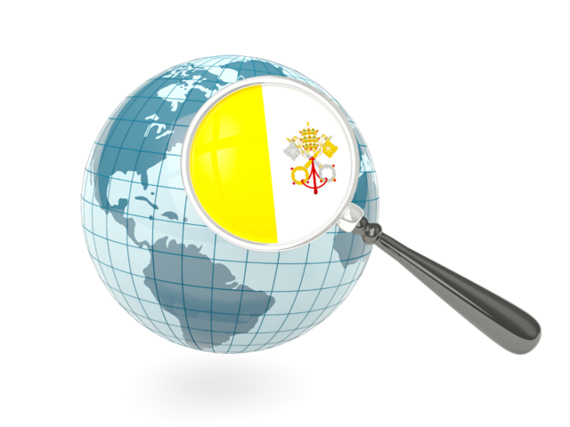 Magnified flag with blue globe. Download flag icon of Vatican City at PNG format