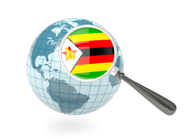 Magnified flag with blue globe. Download flag icon of Zimbabwe at PNG format