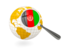 Afghanistan. Magnified flag with globe. Download icon.