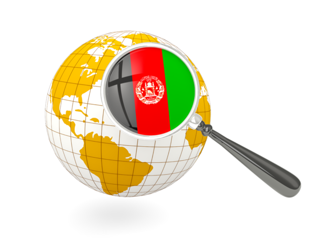Magnified flag with globe. Download flag icon of Afghanistan at PNG format