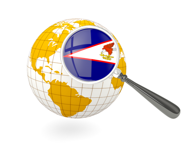 Magnified flag with globe. Download flag icon of American Samoa at PNG format