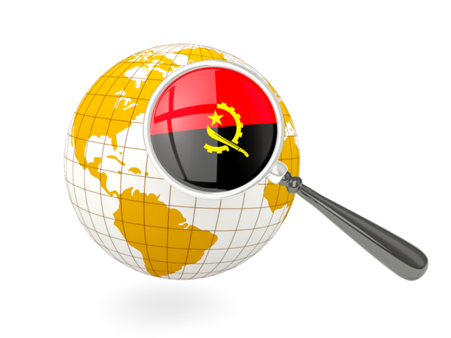 Magnified flag with globe. Download flag icon of Angola at PNG format