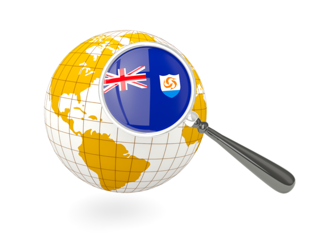 Magnified flag with globe. Download flag icon of Anguilla at PNG format