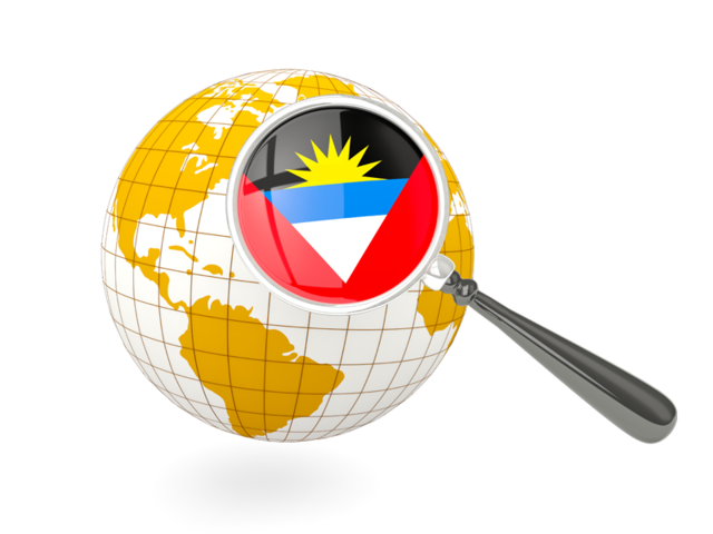 Magnified flag with globe. Download flag icon of Antigua and Barbuda at PNG format