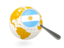 Argentina. Magnified flag with globe. Download icon.