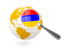 Armenia. Magnified flag with globe. Download icon.