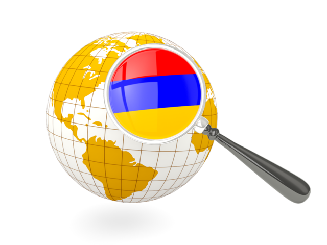 Magnified flag with globe. Download flag icon of Armenia at PNG format