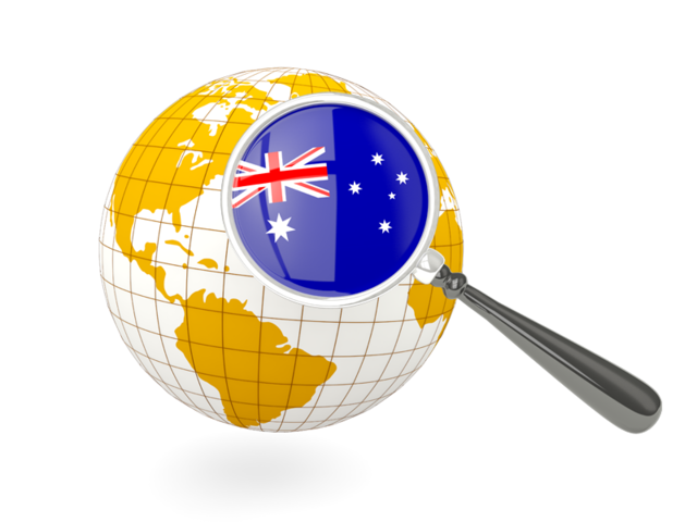 Magnified flag with globe. Download flag icon of Australia at PNG format
