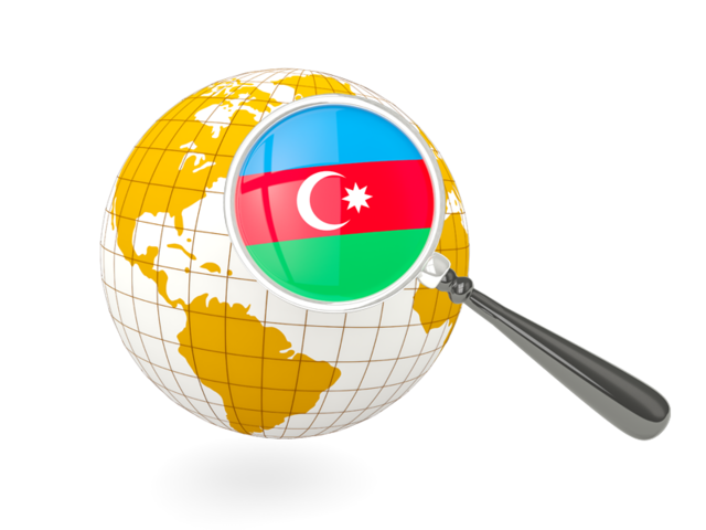 Magnified flag with globe. Download flag icon of Azerbaijan at PNG format