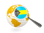 Bahamas. Magnified flag with globe. Download icon.