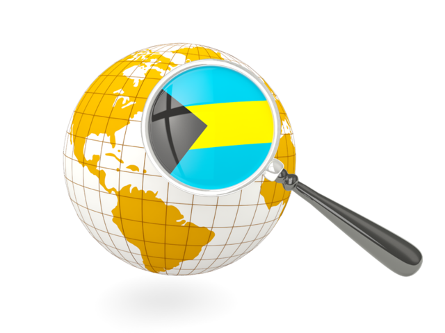 Magnified flag with globe. Download flag icon of Bahamas at PNG format