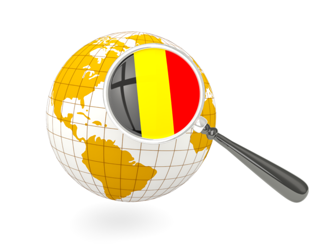 Magnified flag with globe. Download flag icon of Belgium at PNG format