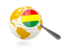 Bolivia. Magnified flag with globe. Download icon.