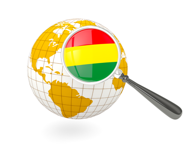 Magnified flag with globe. Download flag icon of Bolivia at PNG format