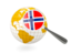 Bouvet Island. Magnified flag with globe. Download icon.