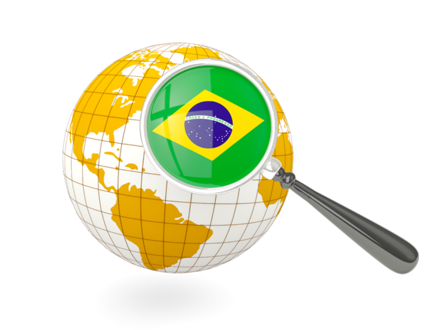 Magnified flag with globe. Download flag icon of Brazil at PNG format