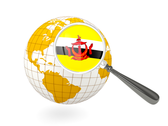 Magnified flag with globe. Download flag icon of Brunei at PNG format