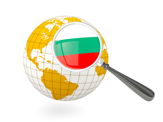 Magnified flag with globe. Download flag icon of Bulgaria at PNG format