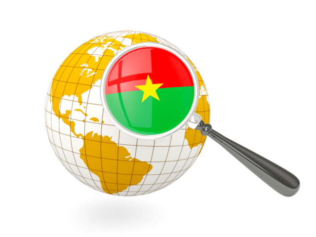 Magnified flag with globe. Download flag icon of Burkina Faso at PNG format