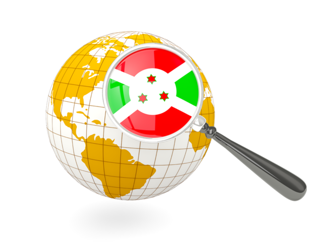 Magnified flag with globe. Download flag icon of Burundi at PNG format