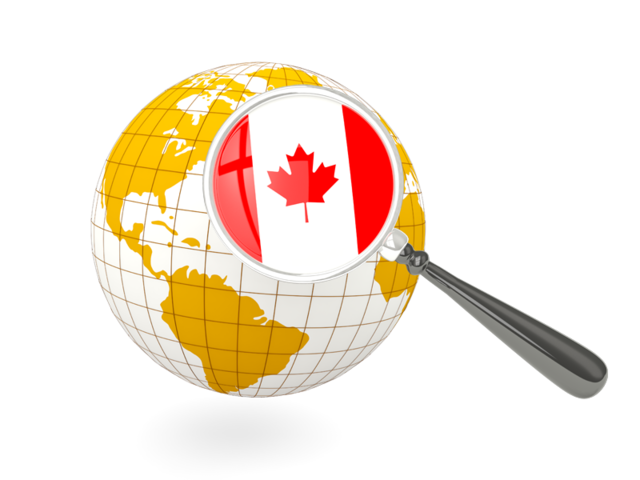 Magnified flag with globe. Download flag icon of Canada at PNG format