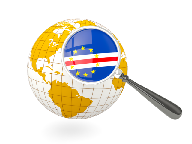 Magnified flag with globe. Download flag icon of Cape Verde at PNG format