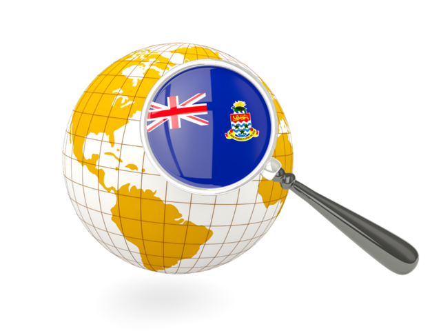 Magnified flag with globe. Download flag icon of Cayman Islands at PNG format