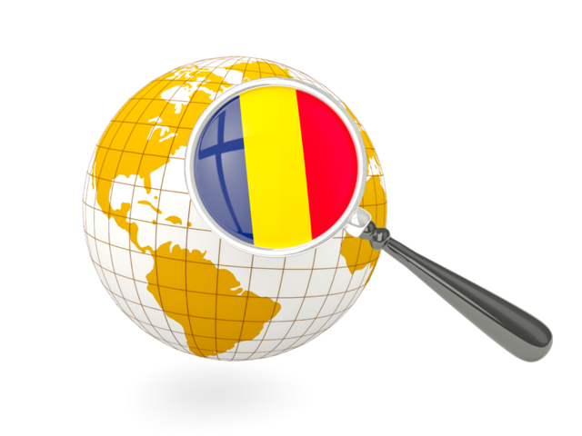 Magnified flag with globe. Download flag icon of Chad at PNG format