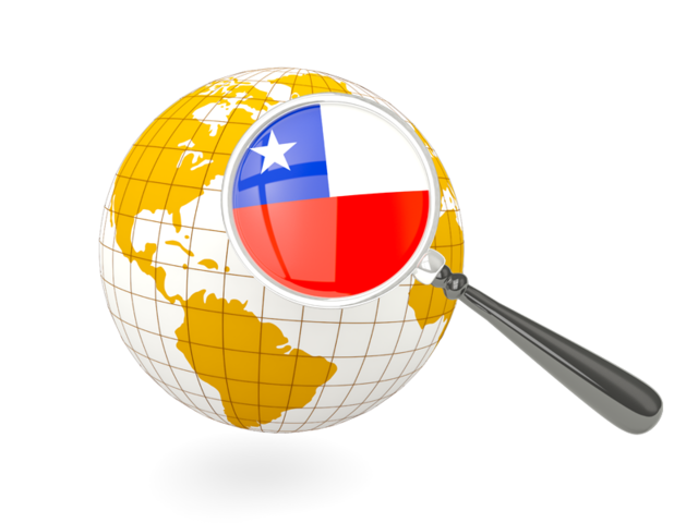 Magnified flag with globe. Download flag icon of Chile at PNG format