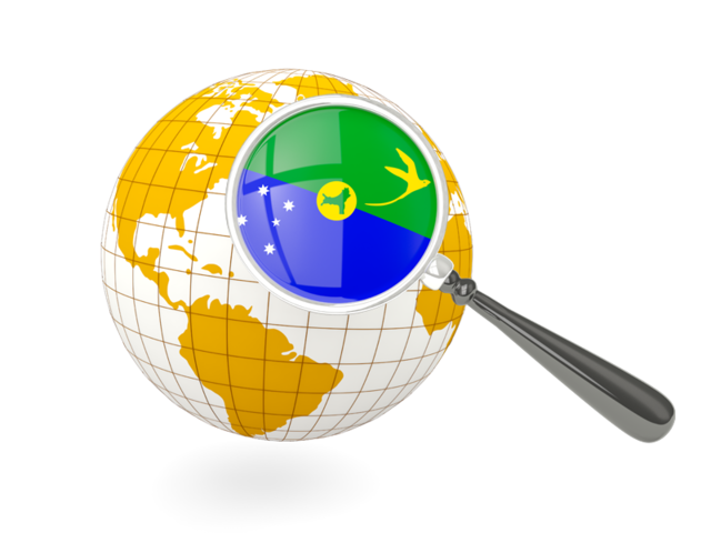 Magnified flag with globe. Download flag icon of Christmas Island at PNG format