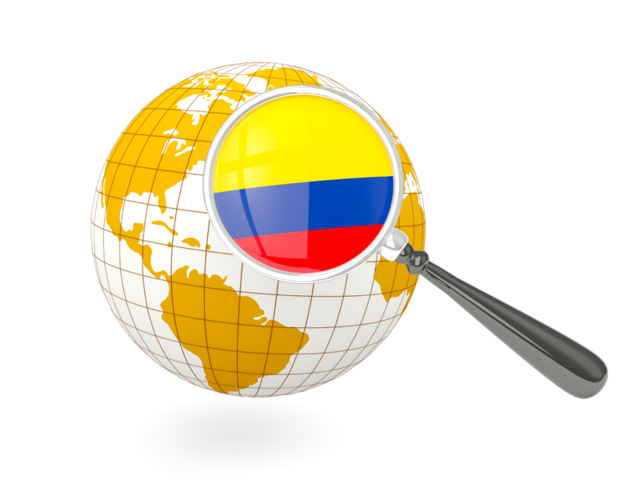 Magnified flag with globe. Download flag icon of Colombia at PNG format