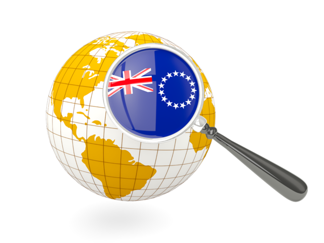 Magnified flag with globe. Download flag icon of Cook Islands at PNG format