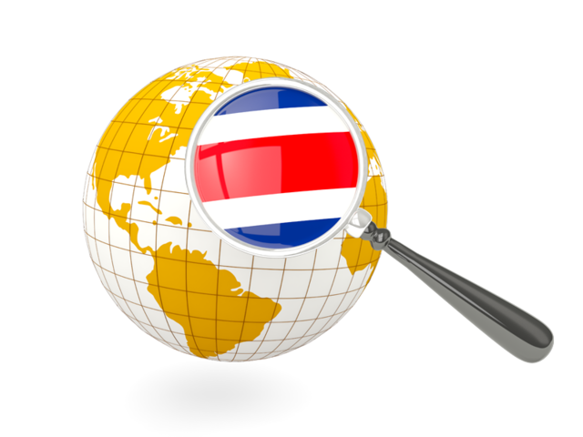 Magnified flag with globe. Download flag icon of Costa Rica at PNG format