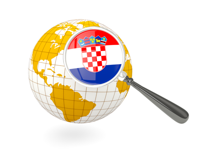 Magnified flag with globe. Download flag icon of Croatia at PNG format