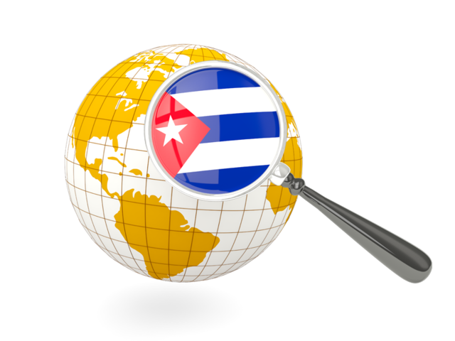 Magnified flag with globe. Download flag icon of Cuba at PNG format