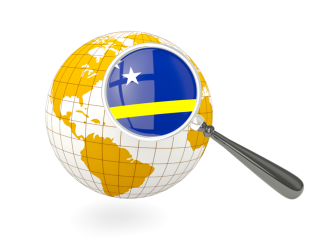 Magnified flag with globe. Download flag icon of Curacao at PNG format