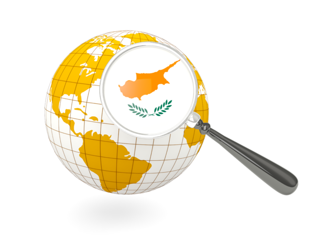 Magnified flag with globe. Download flag icon of Cyprus at PNG format