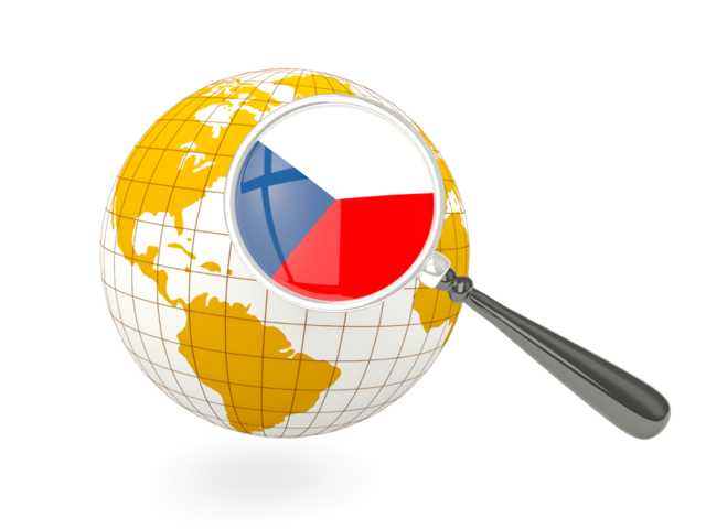 Magnified flag with globe. Download flag icon of Czech Republic at PNG format