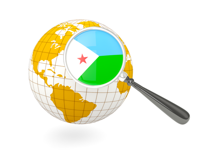 Magnified flag with globe. Download flag icon of Djibouti at PNG format