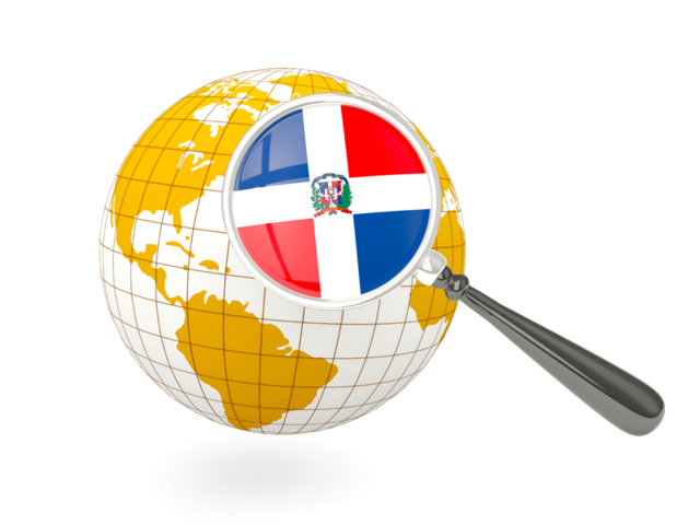 Magnified flag with globe. Download flag icon of Dominican Republic at PNG format