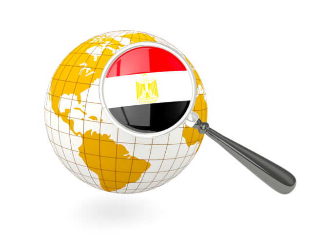 Magnified flag with globe. Download flag icon of Egypt at PNG format