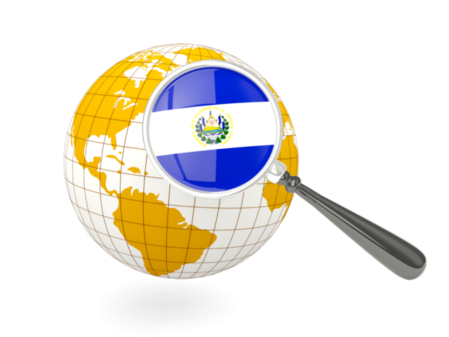 Magnified flag with globe. Download flag icon of El Salvador at PNG format