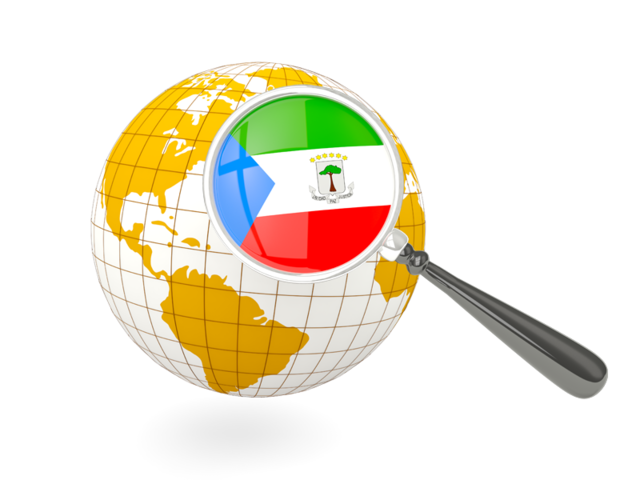 Magnified flag with globe. Download flag icon of Equatorial Guinea at PNG format