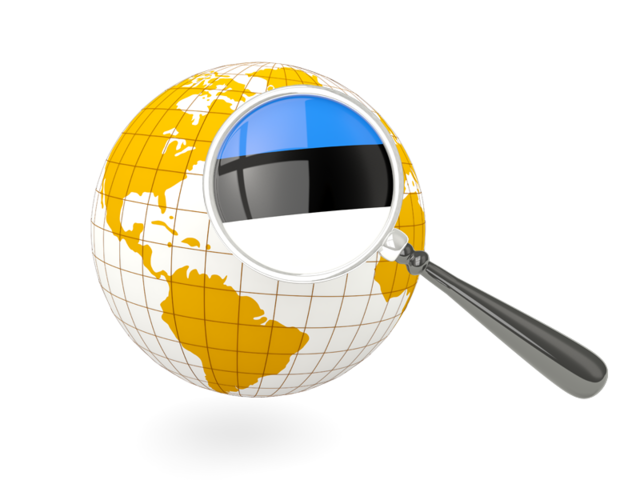 Magnified flag with globe. Download flag icon of Estonia at PNG format